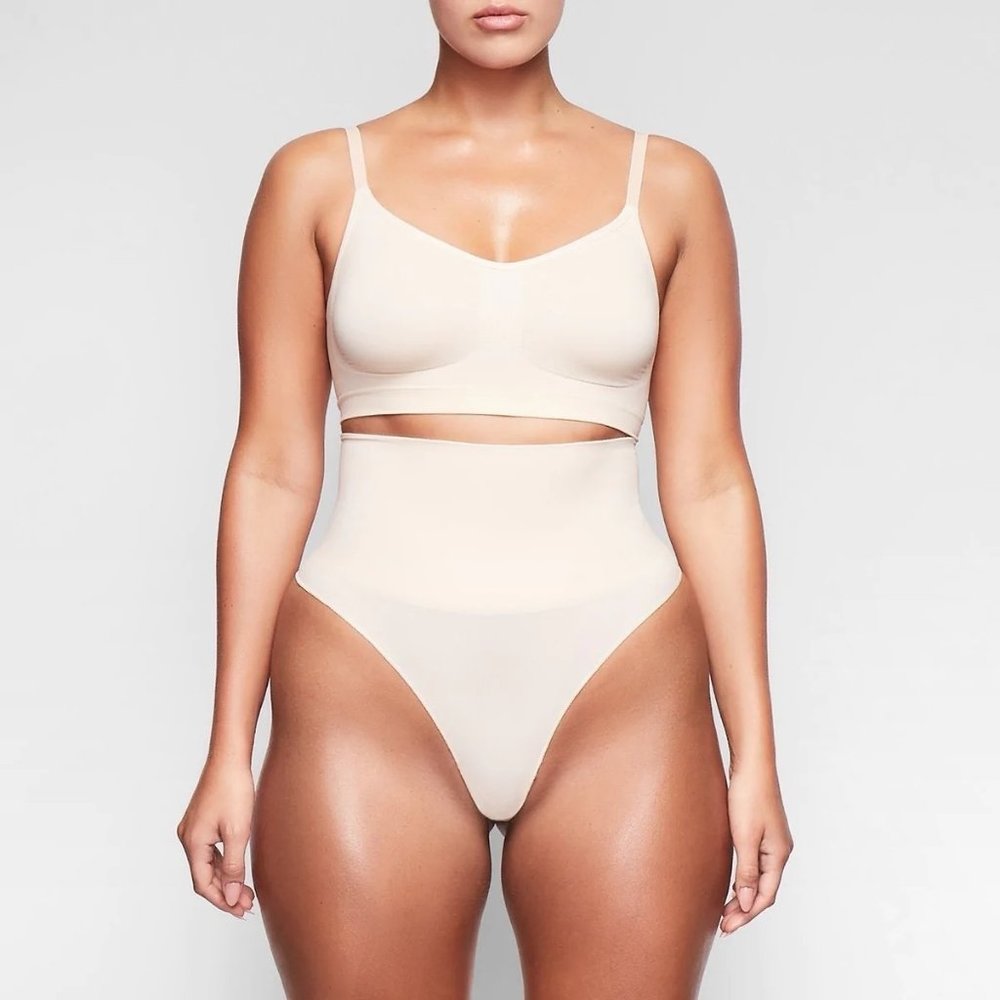 Seamless Cream Bralette and High-Waist Brief Set